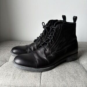 Geox Respira Jaylon Leather Black Chukka Ankle Lace Up Boots Men EU 46 US 12,5